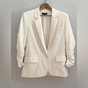 Generation Love - White blazer with pearl detailing. Medium